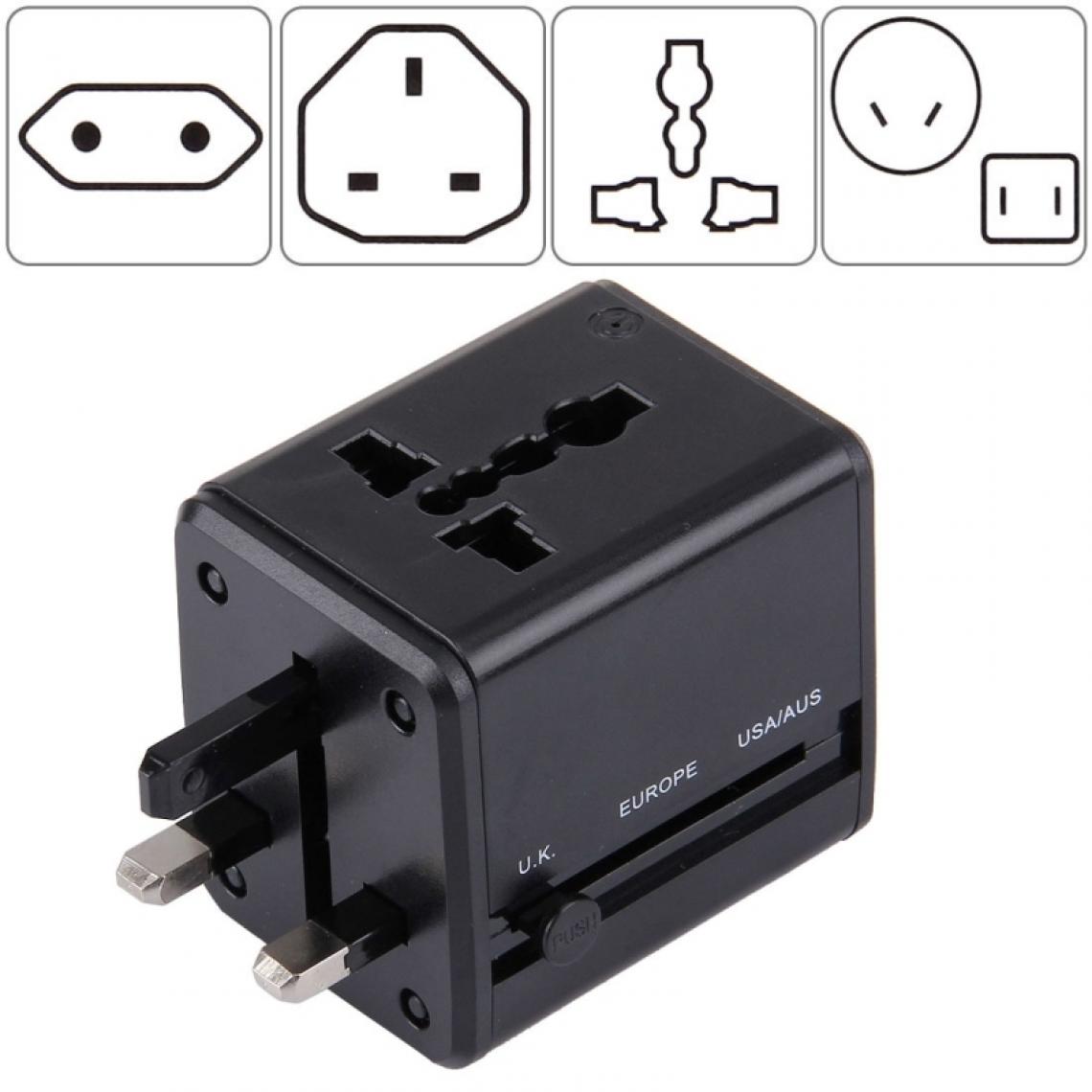 Wewoo - Pour voyage universel et chargeur noir double USB intégré Adaptateur de prises dissimulable US, UK, AU, EU - Accessoires alimentation