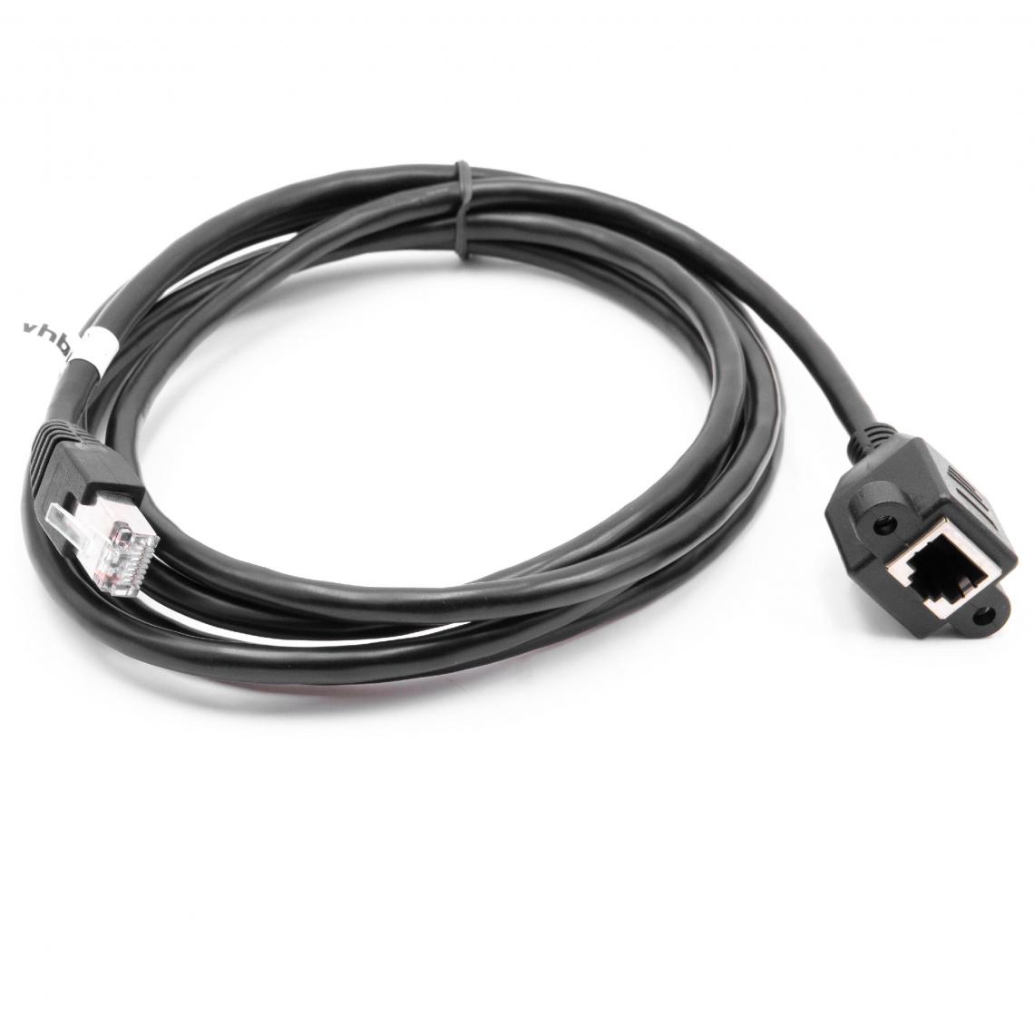 Vhbw - vhbw Câble d'extension LAN Ethernet Cat6 Extension RJ45 Plug to Socket RJ45 2m avec bride de montage noir - Accessoires alimentation