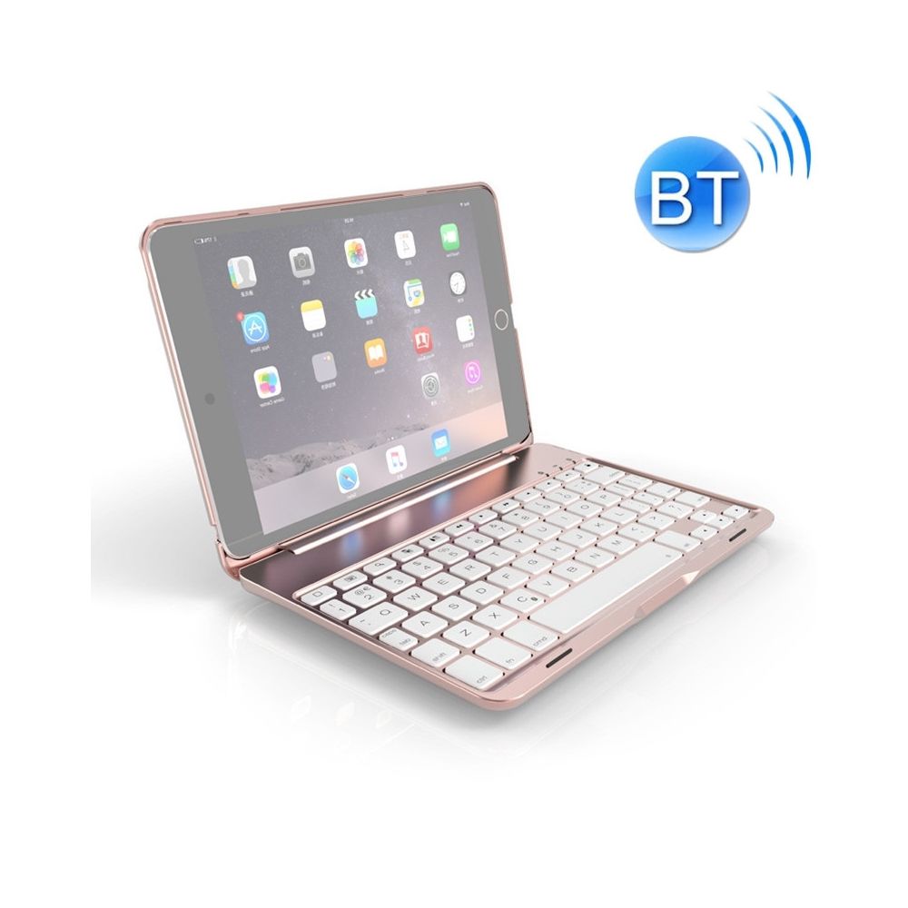 Wewoo - F8SM + pour iPad mini 4 version ordinateur portable coloré rétro-éclairé en alliage d'aluminium Bluetooth clavier housse de protection or rose - Clavier