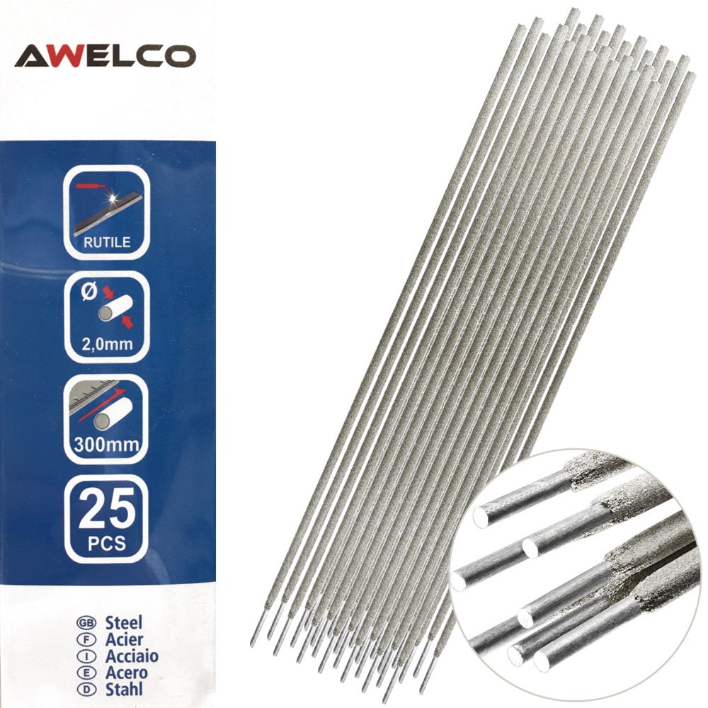 Awelco - Electrodes soudage rutile 2 x 300 mm 25 pièces AWELCO Baguette enrobée soudure à l'arc Acier - Accessoires de soudure