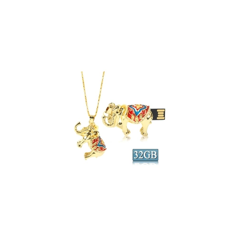 Wewoo - Clé USB Éléphants d'or en forme de bijoux en diamant collier style USB Flash Disk 32 Go - Clés USB