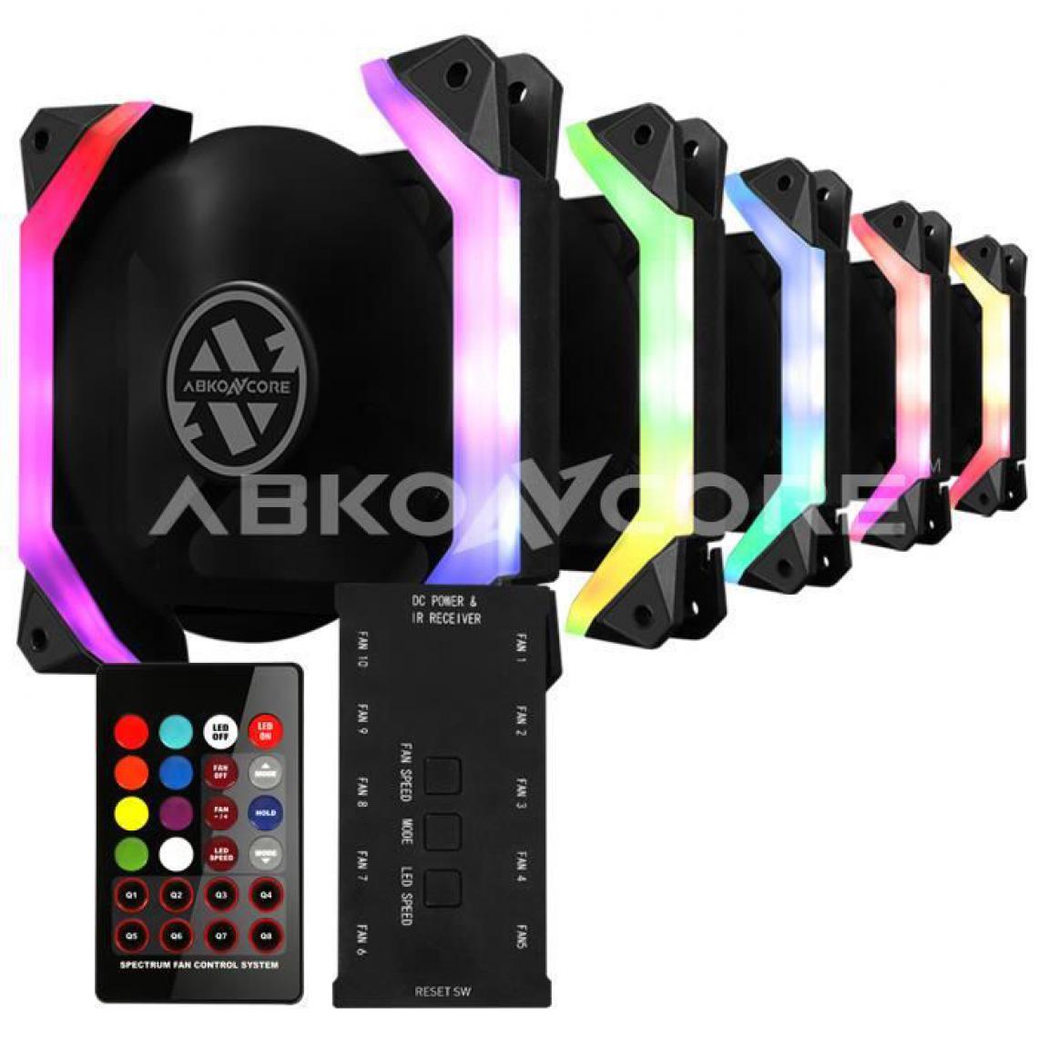 Abkoncore - ABKONCORE Spider Spectrum 12 (Pack de 5) - Ventilateur pour boitier 12cm RGB - Ventirad carte graphique
