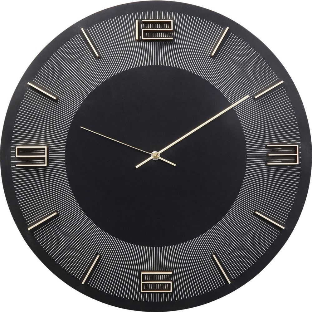 Karedesign - Horloge murale Leonardo noire et dorée Kare Design - Radio