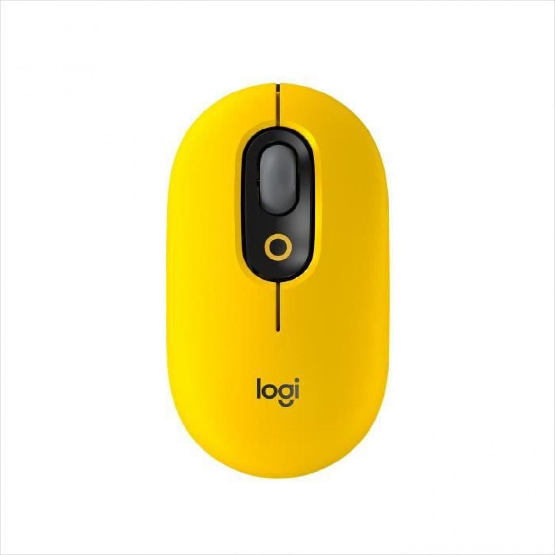 Logitech - Souris Sans Fil Logitech POP Mouse avec Emojis Personnalisables, Bluetooth, USB, Multidispositifs - Jaune - Souris