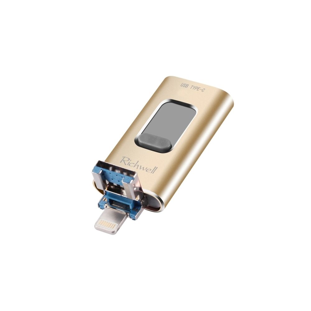 Wewoo - Clé USB iPhone iDisk 3 en 1 64G Type-C + Lightning 8 broches + USB 3.0 disque flash métal avec fonction OTG (or) - Clavier