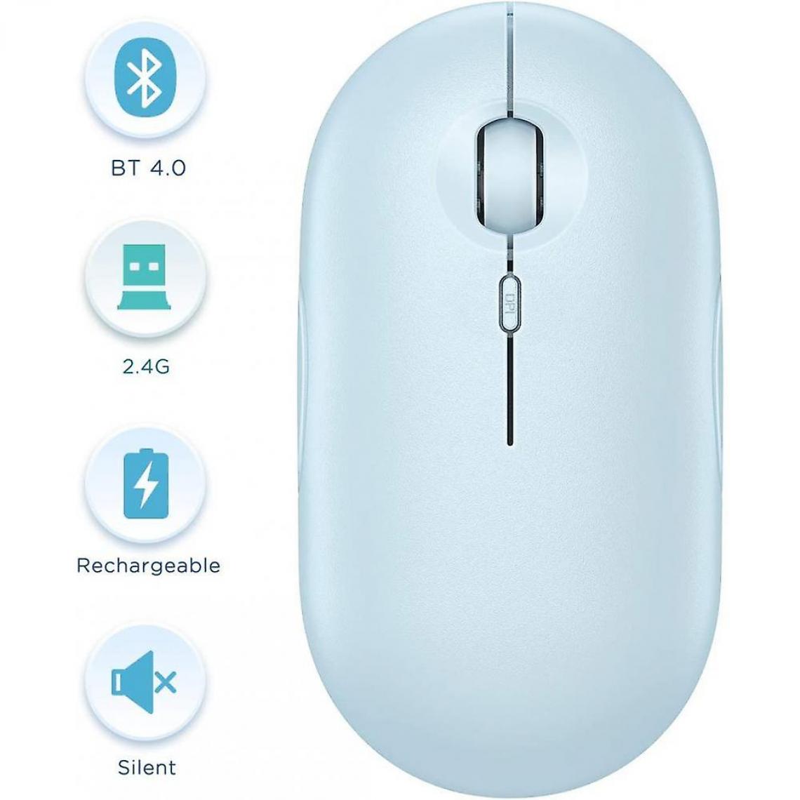Universal - Souris Bluetooth - Souris sans fil à deux modes (Bluetooth 4.0 + USB) - Bleu bébé - Souris