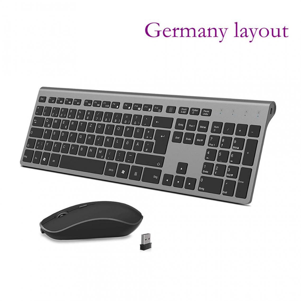 Generic - Kit clavier et souris sans fil, batterie rechargeable à connexion stable 2.4 gigahertz en version allemande    43.3 * 14  cm - Noir  - Clavier