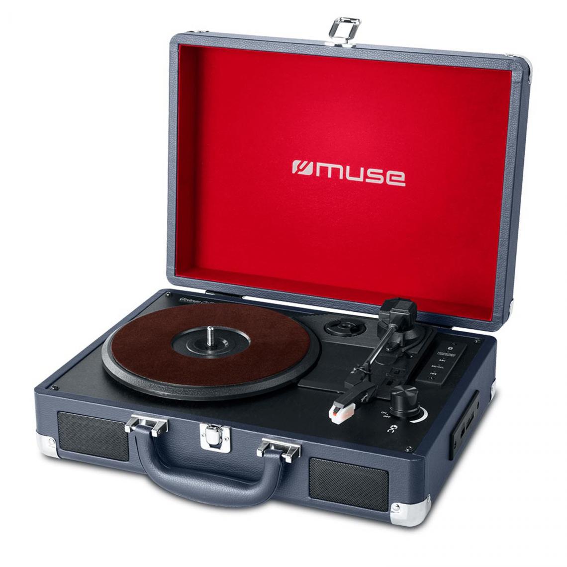 Muse - Platine vinyle stéréo 33/45/78 tours avec enceintes intégrées - USB/SD/AUX - Prise casque - Platine