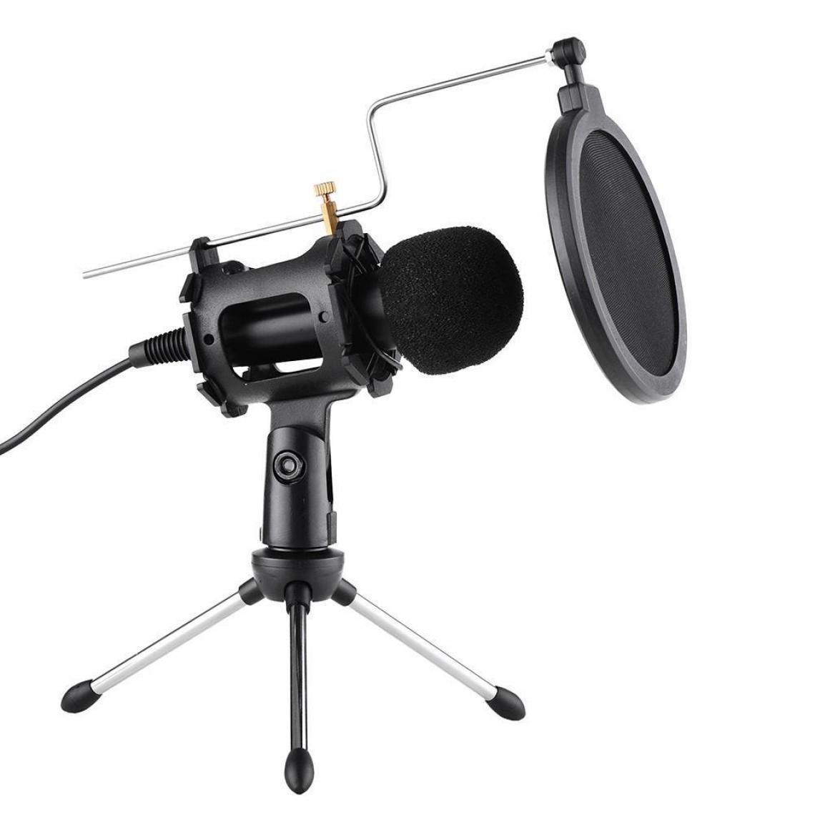 Justgreenbox - Kit de microphone vidéo avec mini trépied antichoc filtre anti-pop pare-brise câble adaptateur USB prise TRS 3,5 mm, Option b - Microphone
