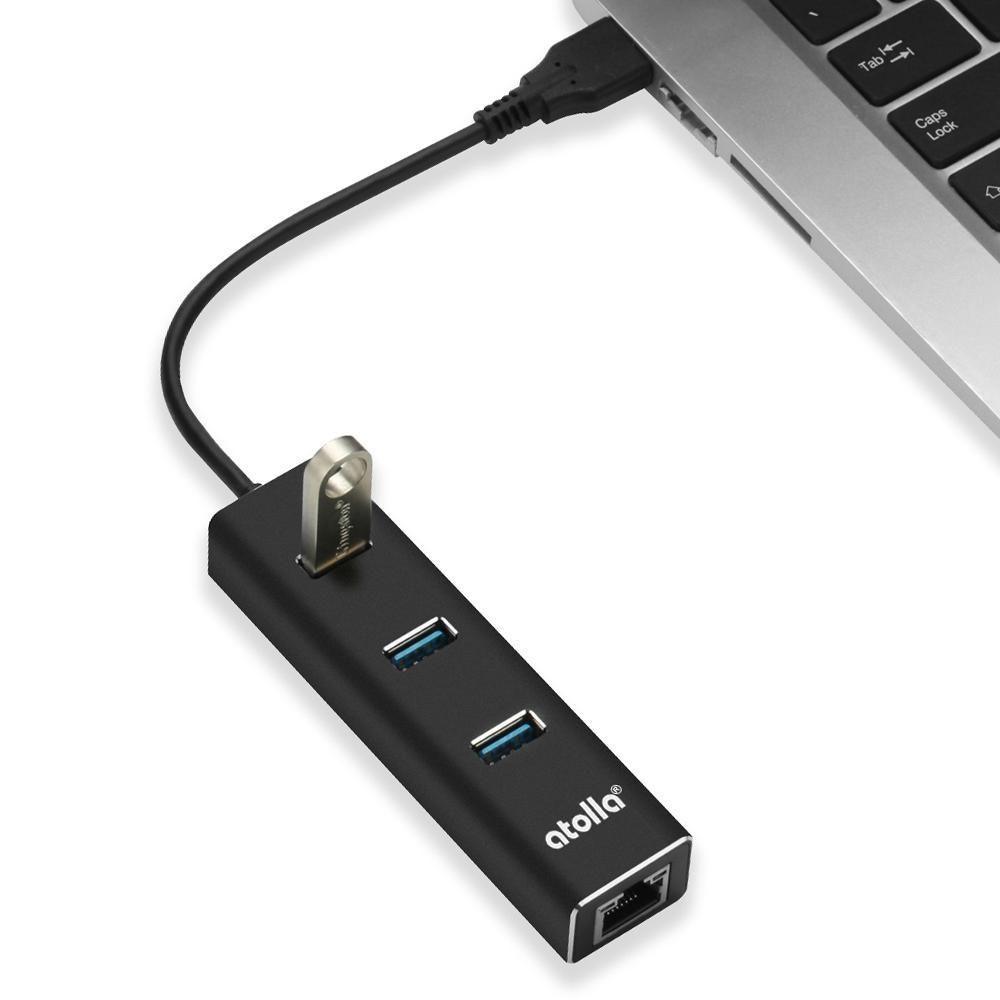 Atolla - Atolla Extension USB 3.0 à 3 ports avec concentrateur Gigabit Ethernet - Hub
