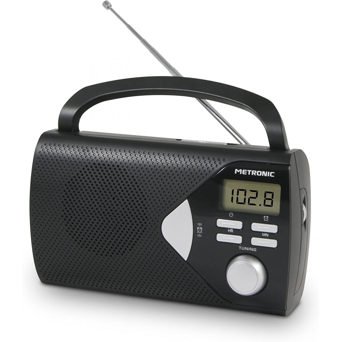 Metronic - radio réveil portable AM / FM noir - Radio