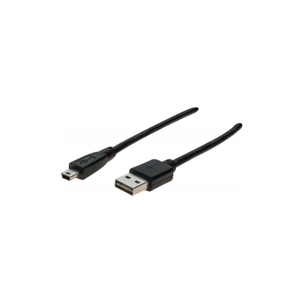 Abi Diffusion - Cordon USB 2.0 type A reversible / mini B 2,0 m - Câble USB