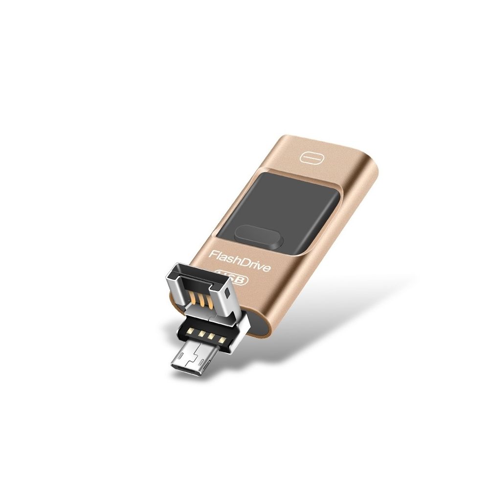 Wewoo - Clé USB iPhone iDisk 128 Go USB 2.0 + 8 broches + ordinateur USB Mirco USB Android USB double usage en métal or - Clavier