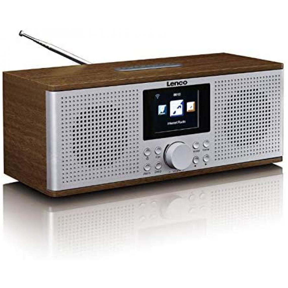 Lenco - radio Internet Dab+ FM Bluetooth avec écran et fonction réveil marron gris - Radio