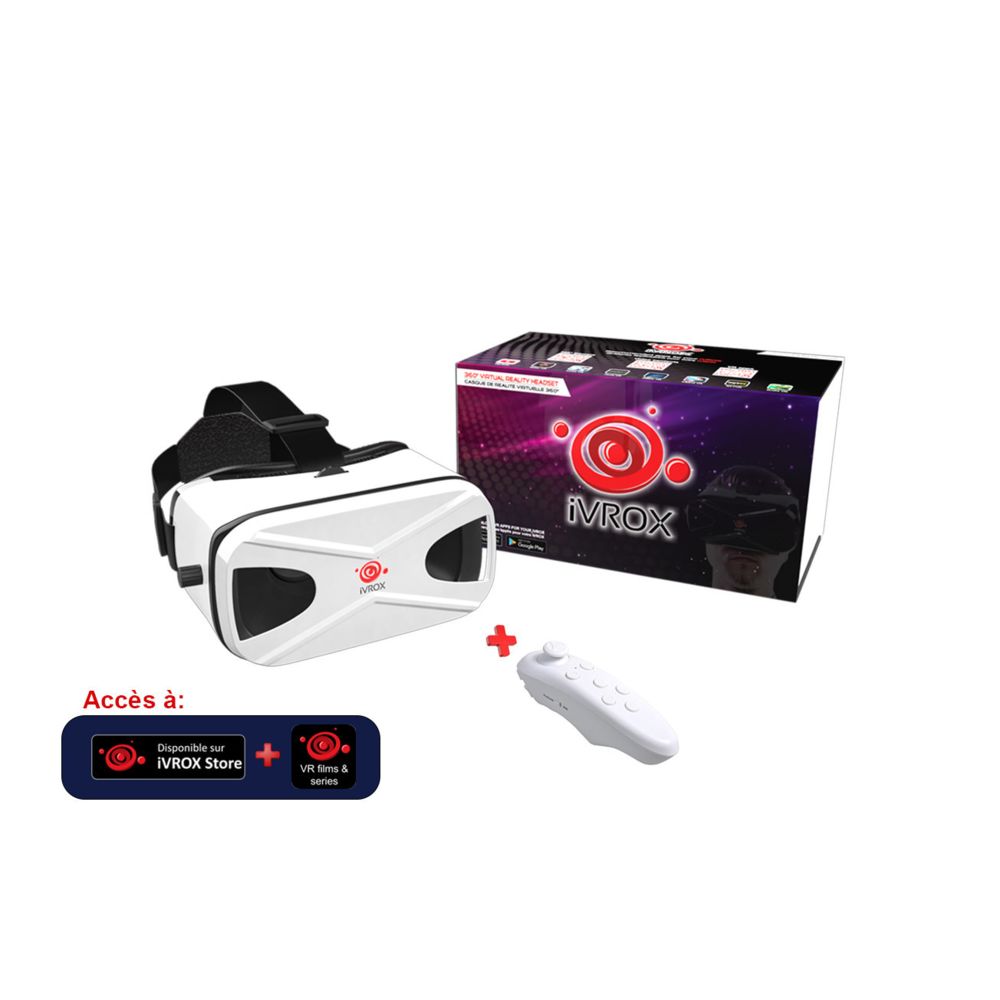 Ivrox - Casque de réalite virtuelle iVROX + télécommande + iVROX VR Store - BLANC - Casques de réalité virtuelle