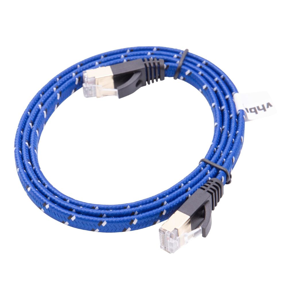 Vhbw - vhbw câble de réseau câble LAN Cat7 1m bleu câble plat - Accessoires alimentation