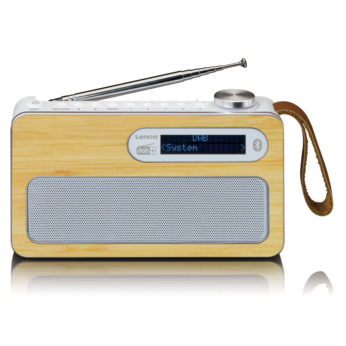 Lenco - Radio portable DAB+ PDR-040BAMBOOWH Bambou-Blanc - Radio