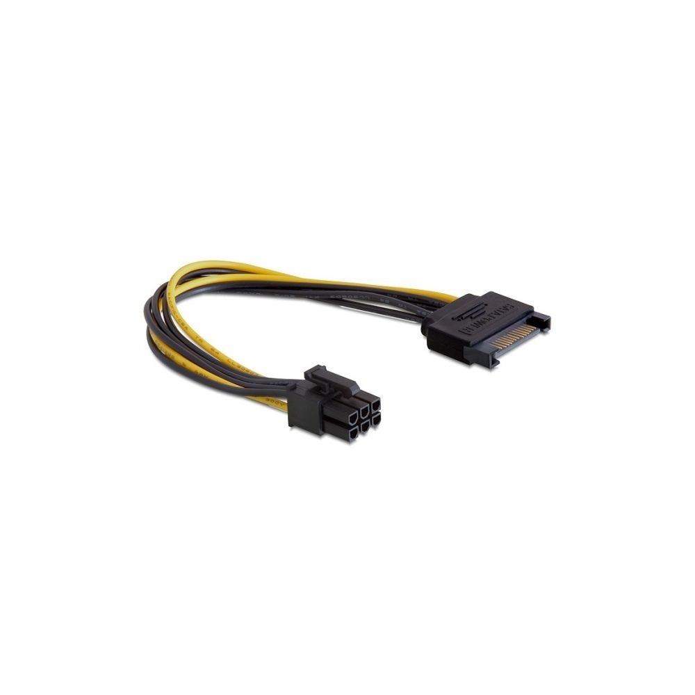 Delock - DeLOCK Power SATA 15-pin - 6-pin PCI-E Noir, Jaune - Câble Intégration