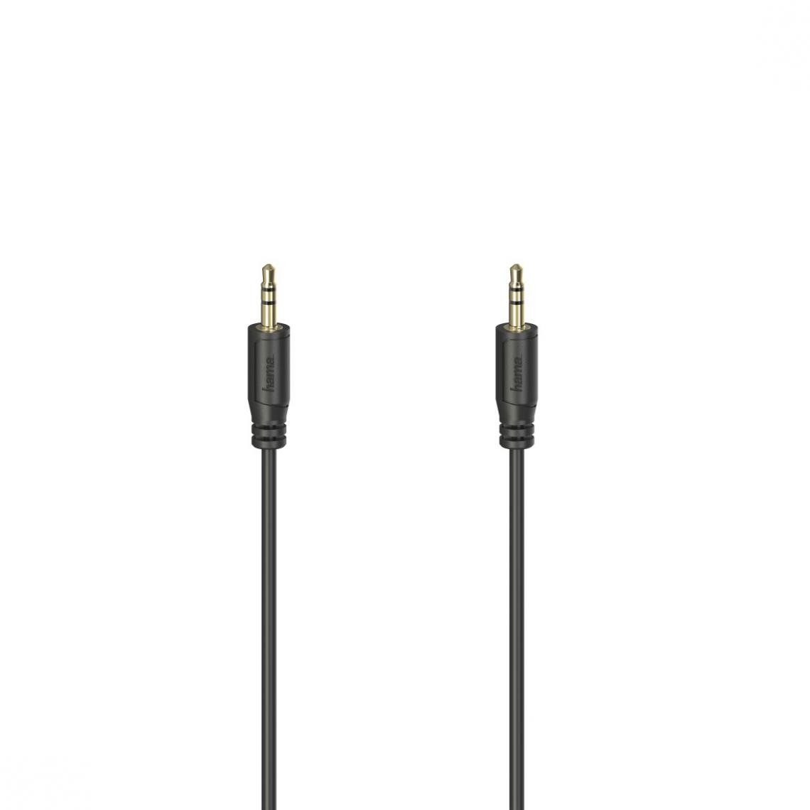 Hama - Câble audio "Flexi-Slim", jack mâle 3,5 mm/f. mâle, doré, noir, 0,75 m - Câble antenne
