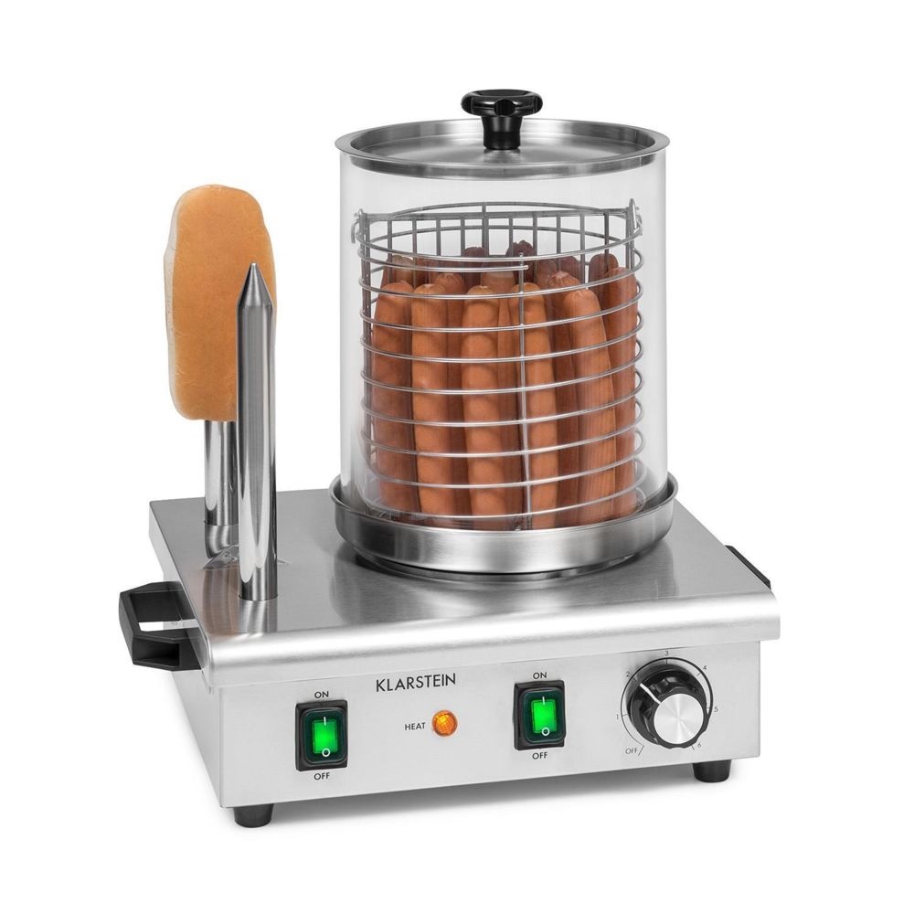 Klarstein - Klarstein Wurstfabrik Pro 550 Machine à hot dogs 550W - Capacité 5 L - Température réglable en continu 30-100°C - Verre & inox - Cuisson festive