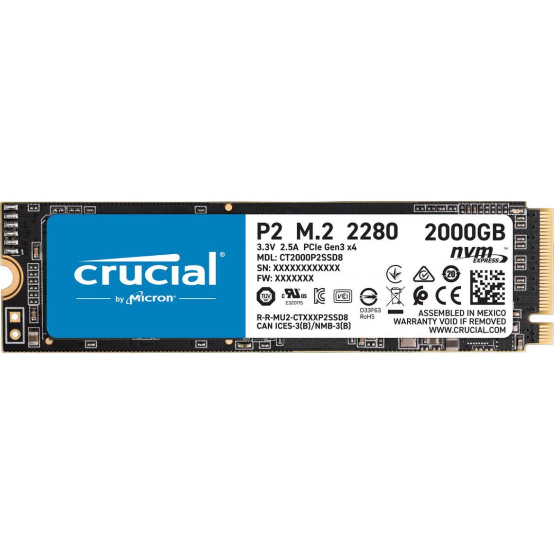Crucial - SSD - P2 2To PCIe M.2 2280SS - SSD Interne