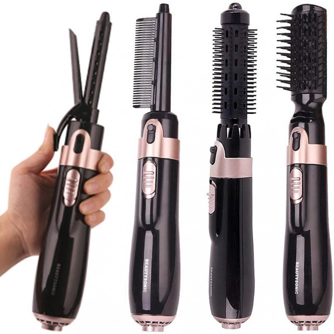 Chrono - Brosse soufflante rotative, brosse à air chaud 5 en 1, pour boucler, lisser et coiffer les cheveux(Noir) - Lisseur
