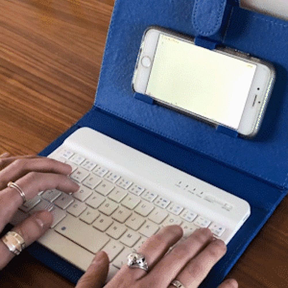 Generic - Mini portable en cuir sans fil Blueteeth clavier pour iPhone pour Android Phone - Pack Clavier Souris
