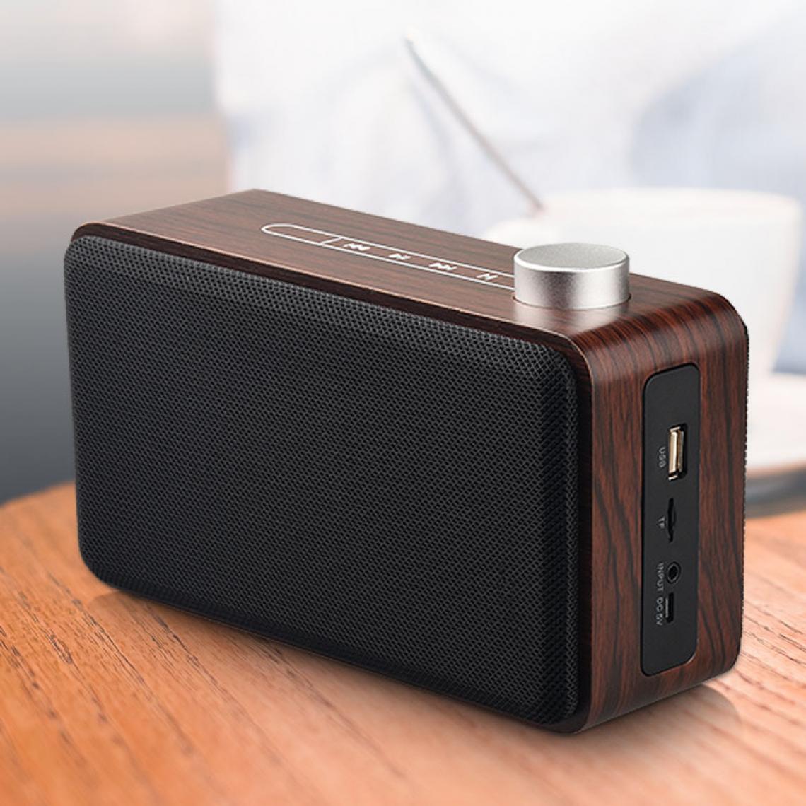 Universal - Haut-parleur Bluetooth portable en bois Subwoofer sans fil Boîte stéréo support lecteur de musique | Haut-parleur portable (grain de bois de noix) - Enceinte PC