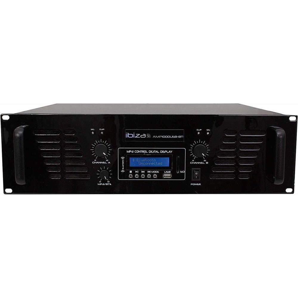 Ibiza - amplificateur de sonorisation avec bluetooth USB 2 x 800W noir - Ampli