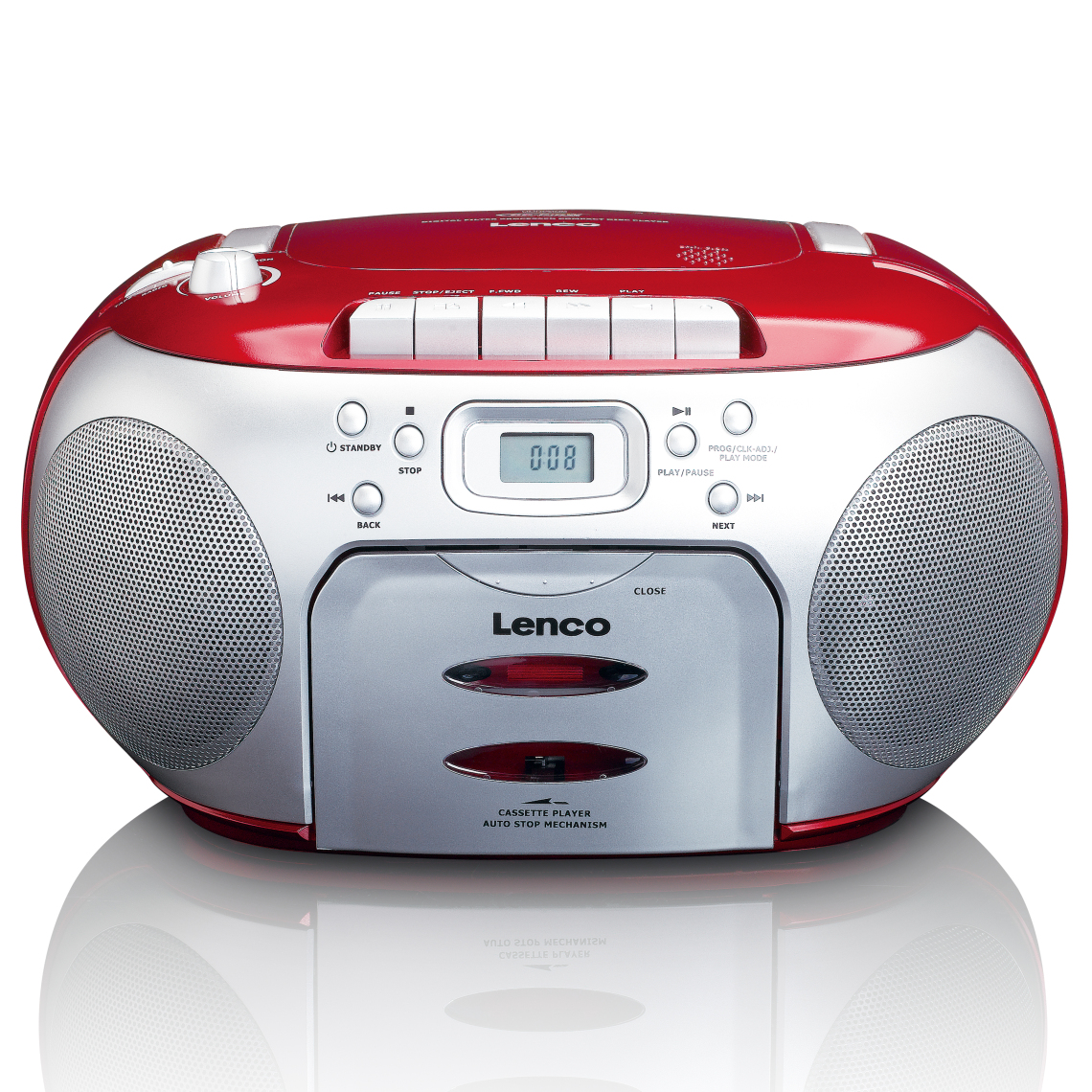 Lenco - Lecteur CD/radio FM stéréo portable SCD-420RD Rouge-Argent - Radio