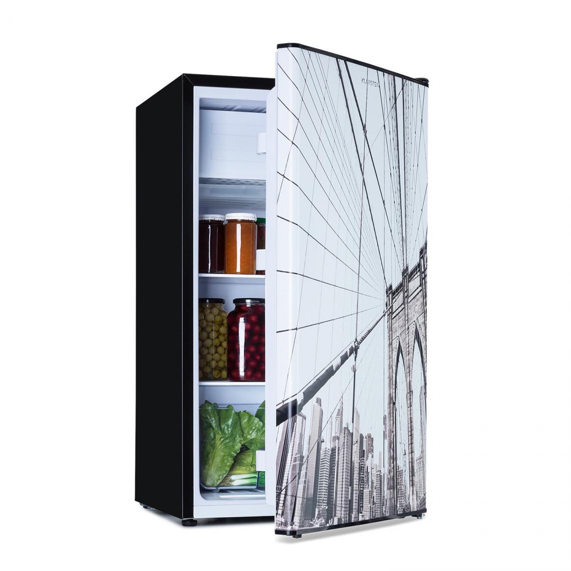 Klarstein - Combiné réfrigérateur-congélateur CoolArt 79L CEE F compartiment congélateur 9l porte design - Réfrigérateur