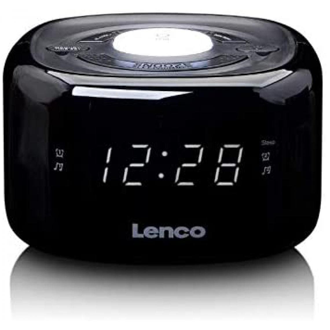 Lenco - radio réveil avec Fonction veilleuse et double alarme noir - Radio