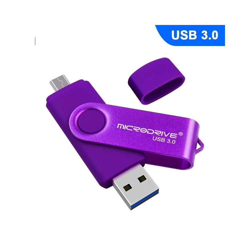 Wewoo - Clé USB MicroDrive 16 Go USB 3.0 Téléphone et ordinateur Android Double disque rotatif en métal U violet - Clés USB