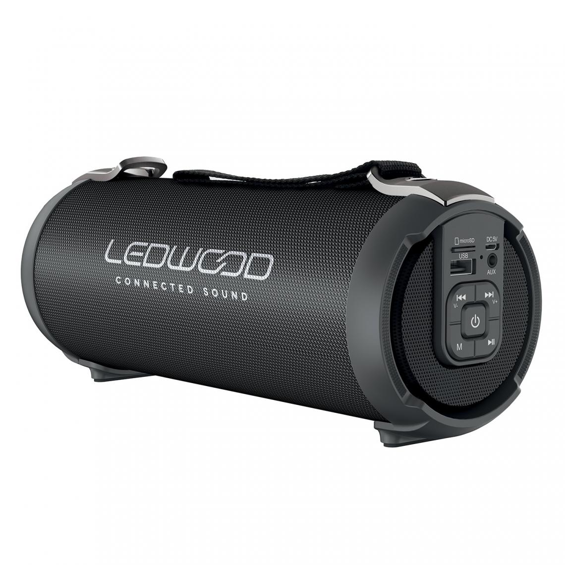 Ledwood - Enceinte Bluetooth LEDWOOD ACCESS100 TWS Portable avec Sangle - Haut-Parleur sans Fil - Port USB - Carte MicroSD - Radio FM - Enceintes Hifi
