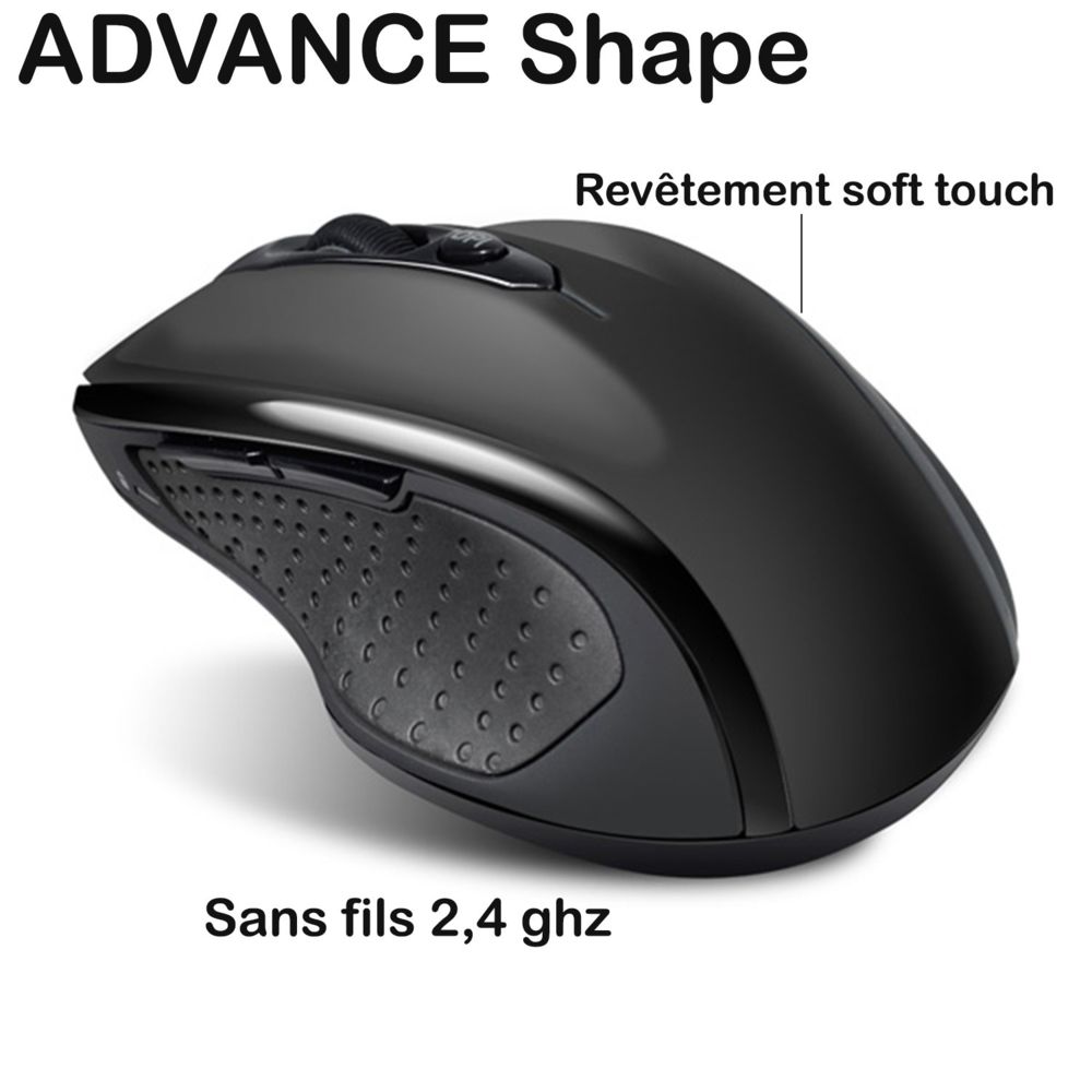 Advance - Souris sans fil Shape 6D droitier - Revêtement Soft touch ultra confortable - Souris