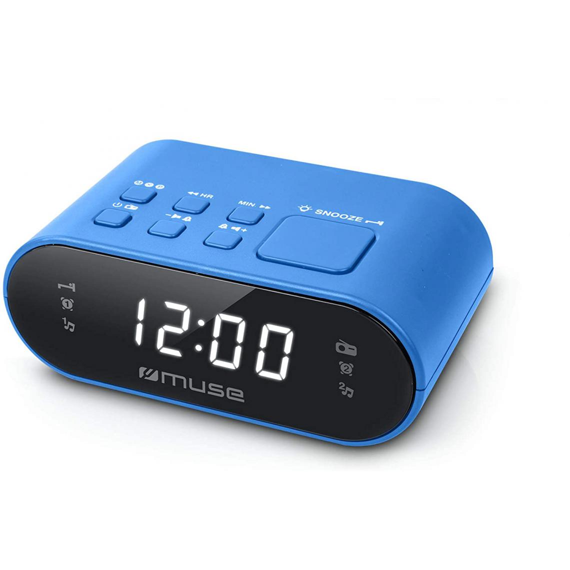 Muse - radio réveil FM avec doubles alarmes bleu noir - Radio