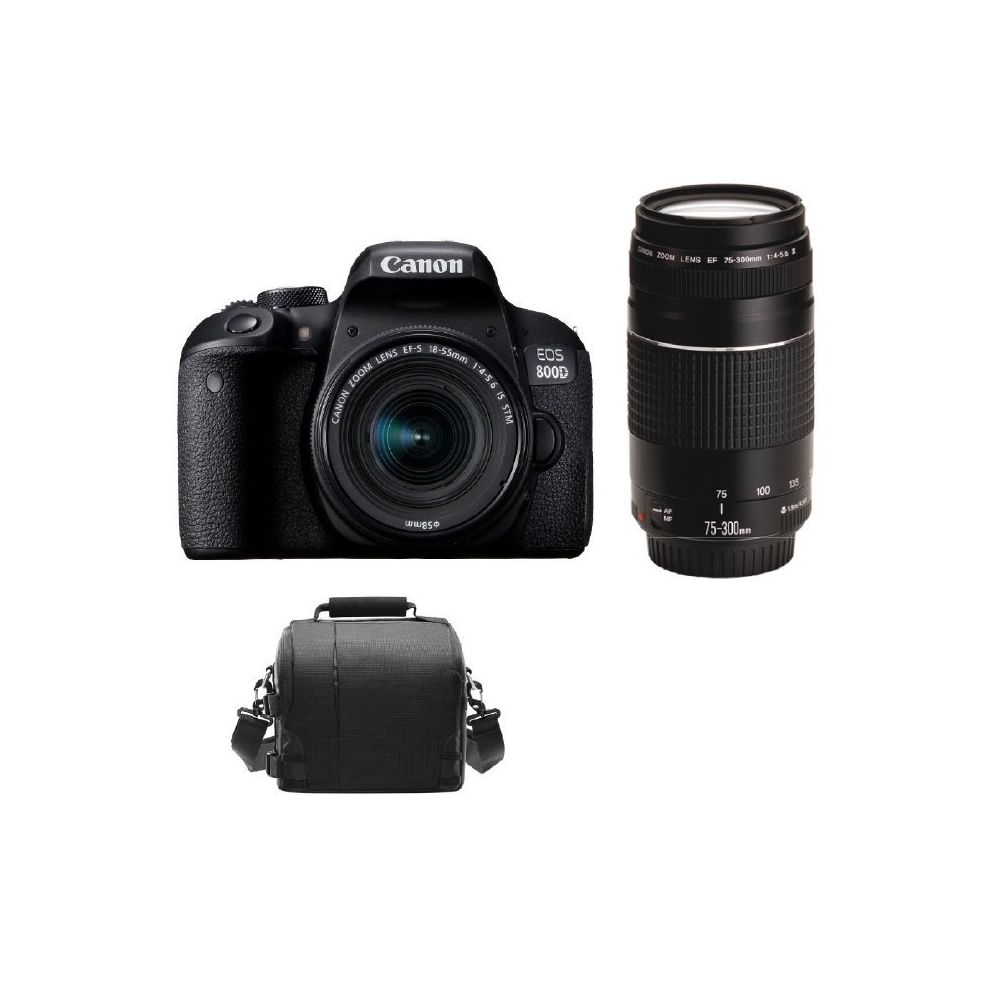 Canon - CANON EOS 800D KIT EF-S 18-55mm F4-5.6 IS STM+ EF 75-300mm F4-5.6 III + camera Bag - Reflex Grand Public