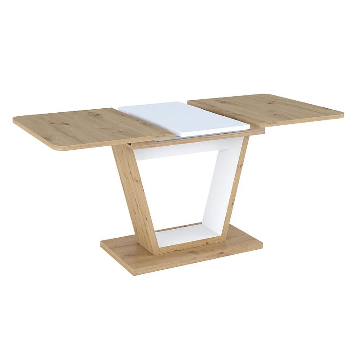 Hucoco - LEAONIA - Table de salle à manger extensible - Longueur 120/160cm - Pour 8 personnes - Style loft - Blanc - Tables d'appoint