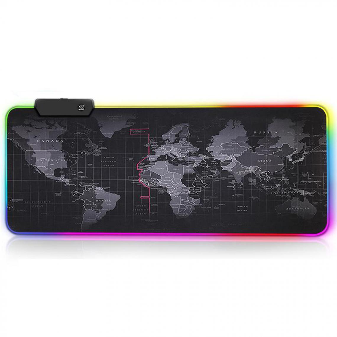 Justgreenbox - Tapis de souris de jeu rétroéclairé à LED RVB, RGB World Map, 30x80 cM - Tapis de souris