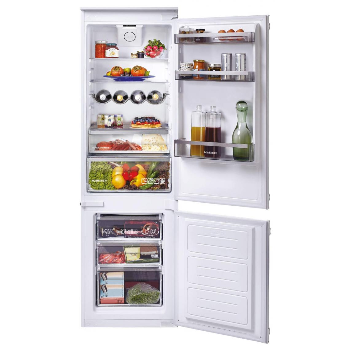 Rosieres - Refrigerateur Combiné encastrable - RBBS 100/N - 250 L (190 + 60) - Froid Brassé - A+ - L 57 cm x H 184 cm - Réfrigérateur