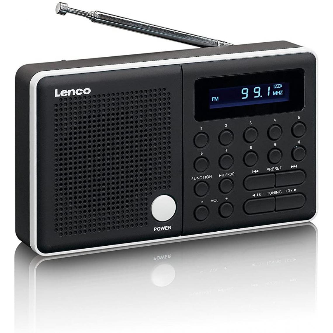 Lenco - Radio Portable USB SD Prise Casque avec écran noir blanc - Radio