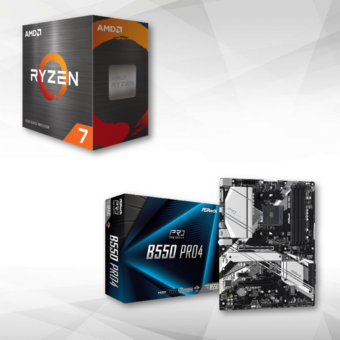 Amd - Ryzen™ 7 5700X - 4.6/3.4GHz + AMD B550 Pro 4 - ATX - Packs Processeur, Carte mère et Mémoire