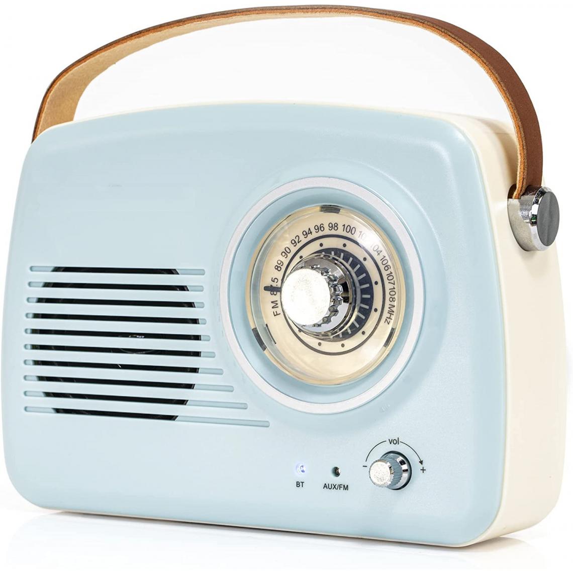 Chrono - Radio vintage autonome avec Bluetooth,bleu - Enceintes Hifi