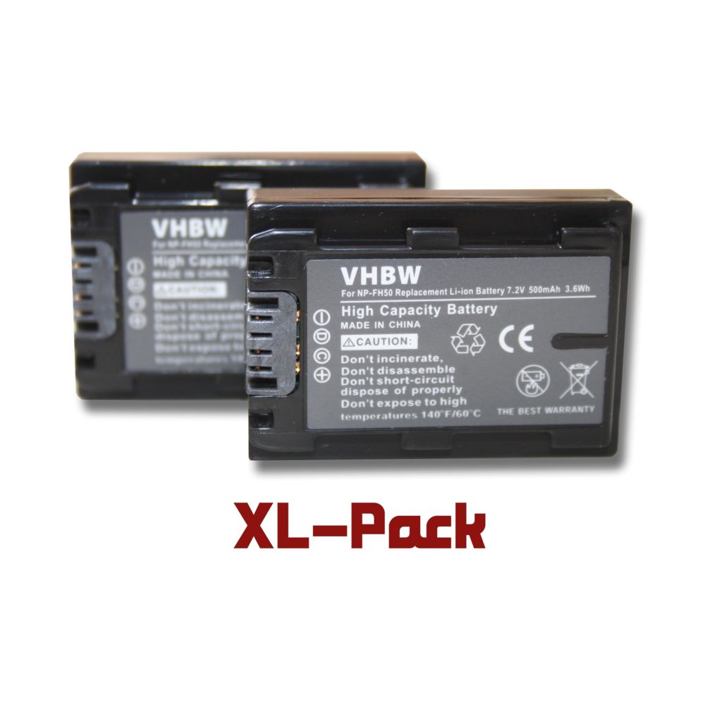 Vhbw - vhbw set de 2 batteries 500mAh pour caméscope Sony DCR-SR37E, DCR-SR38, DCR-SR38E, DCR-SR52(E), DCR-SR55(E), DCR-SR57, DCR-SR57E, DCR-SR72(E) - Batterie Photo & Video
