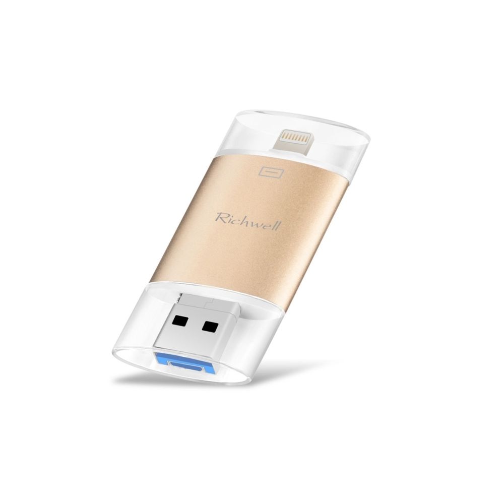Wewoo - Clé USB iPhone iDisk 3 en 1 128G Type-C + Lightning 8 broches + USB 3.0 double cache métal disque flash avec fonction OTG (or) - Clavier