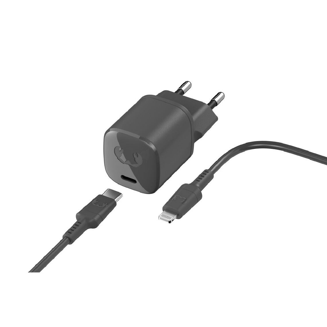 Fresh'N Rebel - Mini chargeur USB-C 18W + Câble Apple Lightning 1,5m, Gris foncé - Joystick