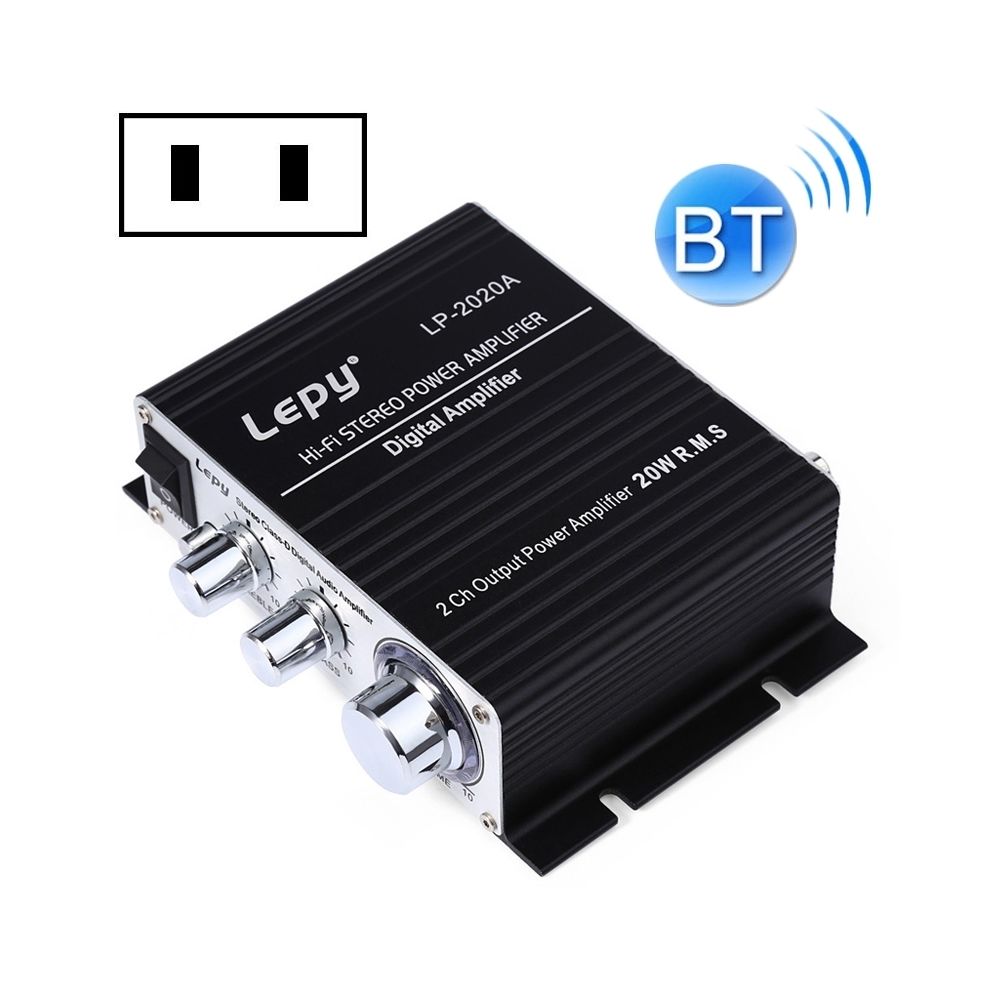 Wewoo - Ampli Audio d'amplificateur HIFI de voiture LP-2020A, support MP3, prise américaine avec bloc d'alimentation 3A - Ampli