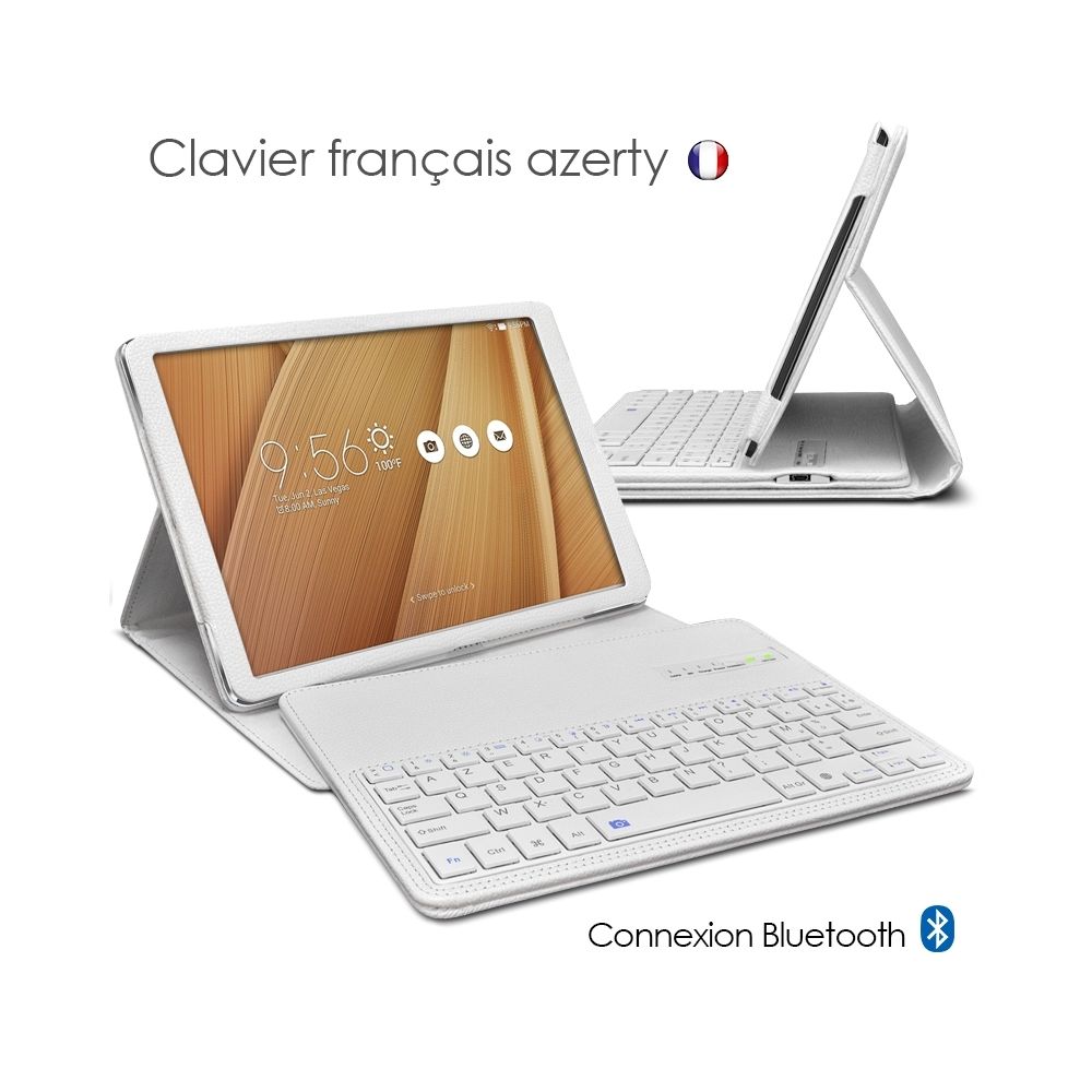 Karylax - Etui Blanc avec Clavier Azerty Bluetooth pour Tablette Asus Zenpad 3S Z500M - Clavier