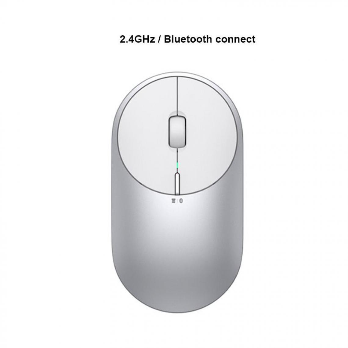 Generic - Souris sans fil et  portable Xiaomi Mi 2  connectivité Bluetooth en  aluminium et ABS , Compatible avec Windows ,  Android,  Mac 10.9 * 6 * 2.57 cm -  Argent / Blanc  - Souris