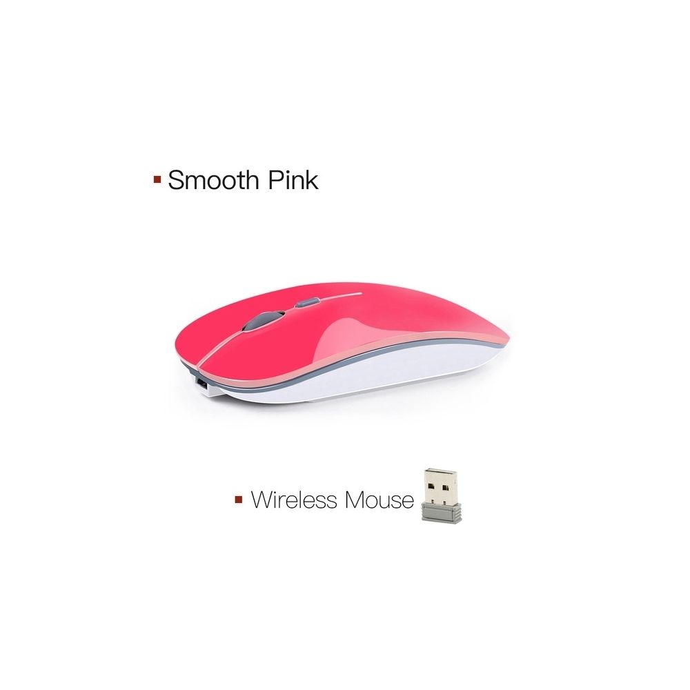 Wewoo - Souris sans fil optique ergonomique rechargeable de 2,4 GHz (rose) - Souris